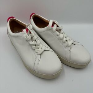 NEW ✨ FitFlop womens Rally Neon-pop Leather Sneakers, Size 8